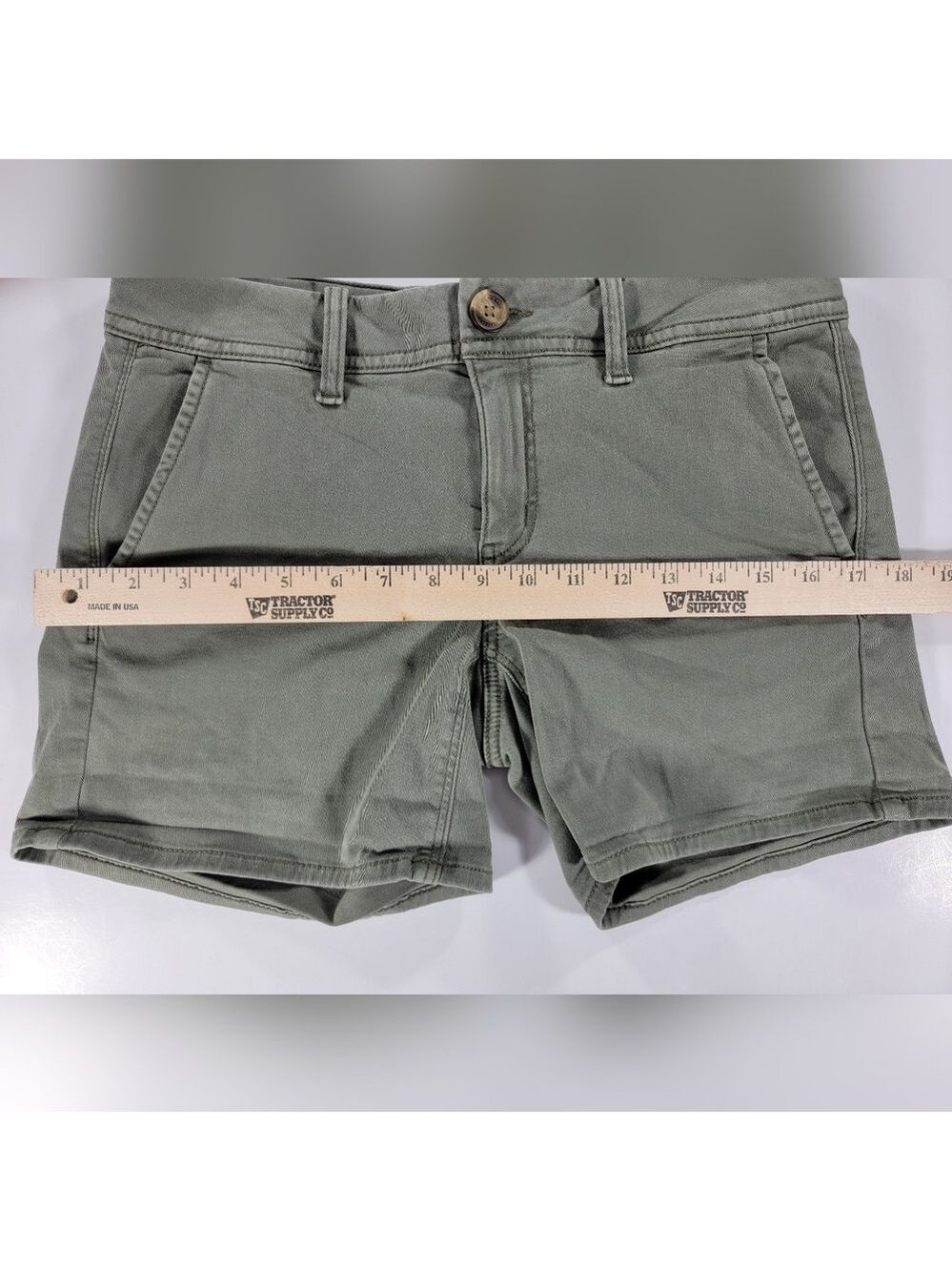 NWT American Eagle Midi Low Rise Green Twill Shorts Women's 4 Super Stretch X - Picture 11 of 11